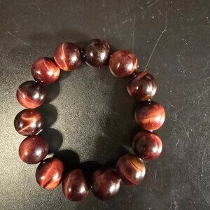 Beautiful Natural Red Tiger's Eye Gemstone Stretch Bracelet